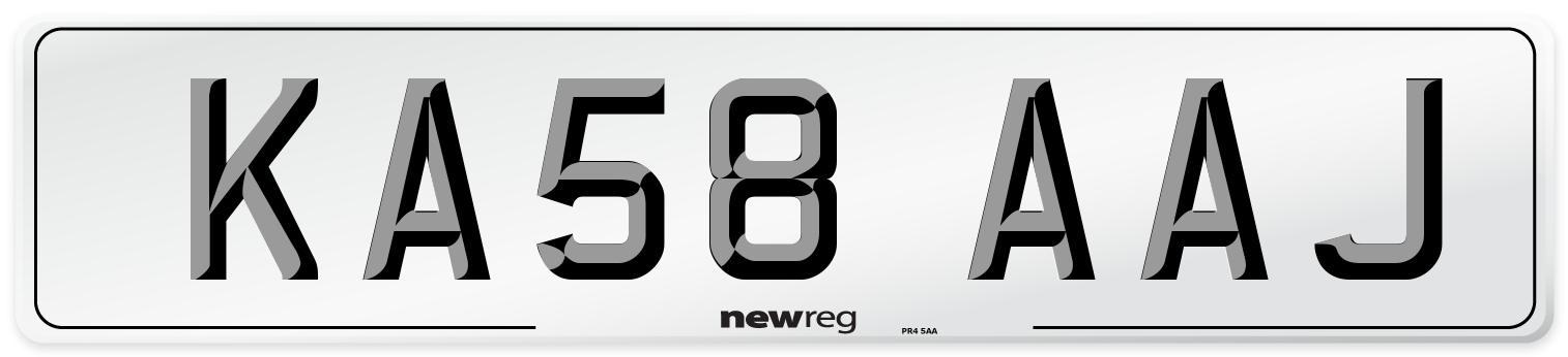 KA58 AAJ Number Plate from New Reg